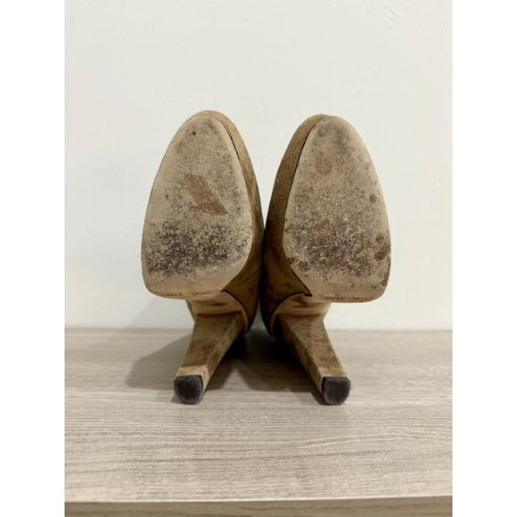 Jimmy Choo Evans Suede Platform Heels Ankle Bootie Brown Tan Womens Size EU 39 - Picture 8 of 8